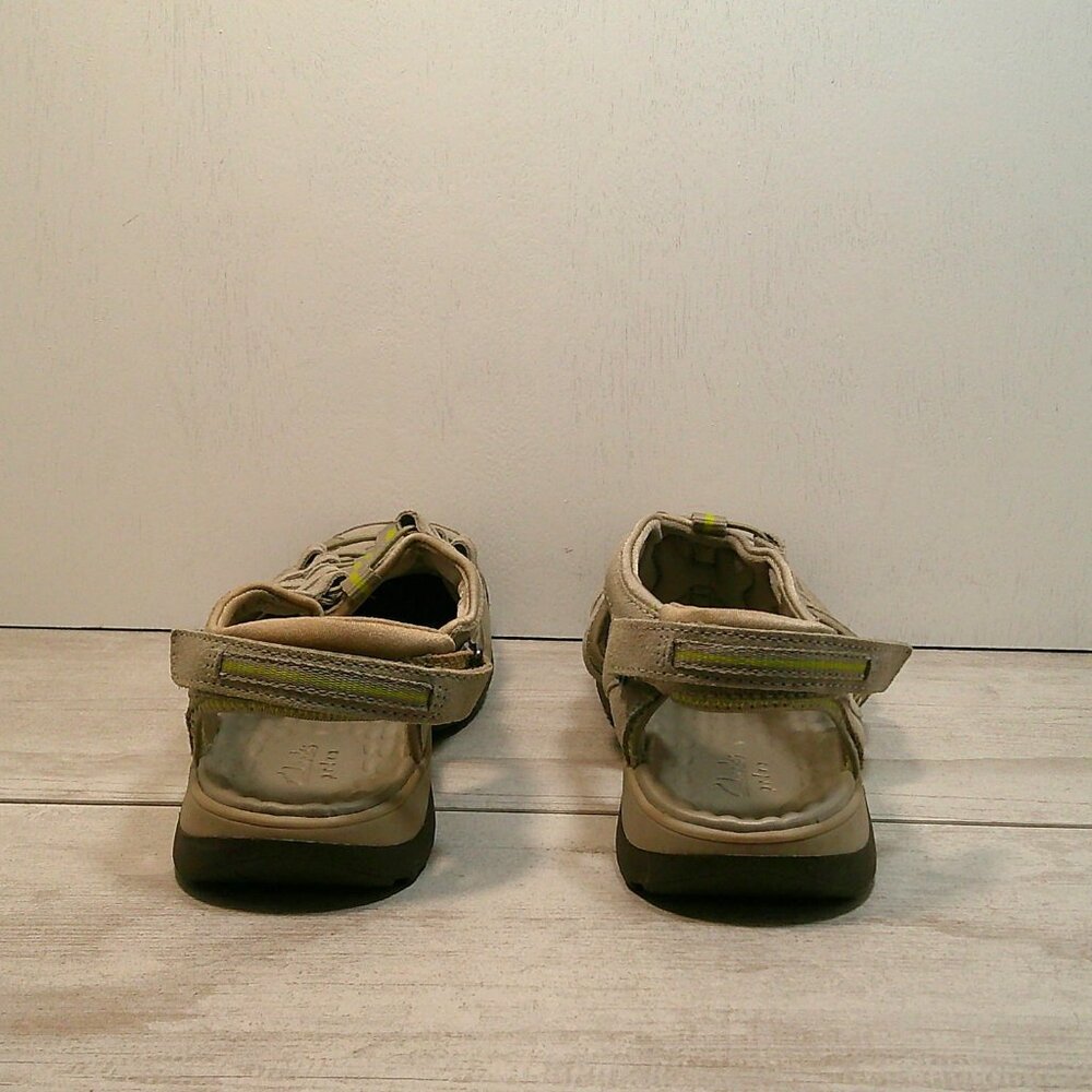 Clarks Gray Privo Leather Vapor Mist Leather Fisherman Sandals Women's Size 9.5 - Picture 4 of 7